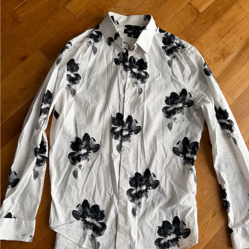 Floral Black and White Men's Shirt